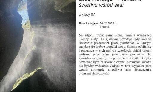 Zdjęcie do Sukces Zosi w konkursie &bdquo;Migawki z Fizyki 2&rdquo;